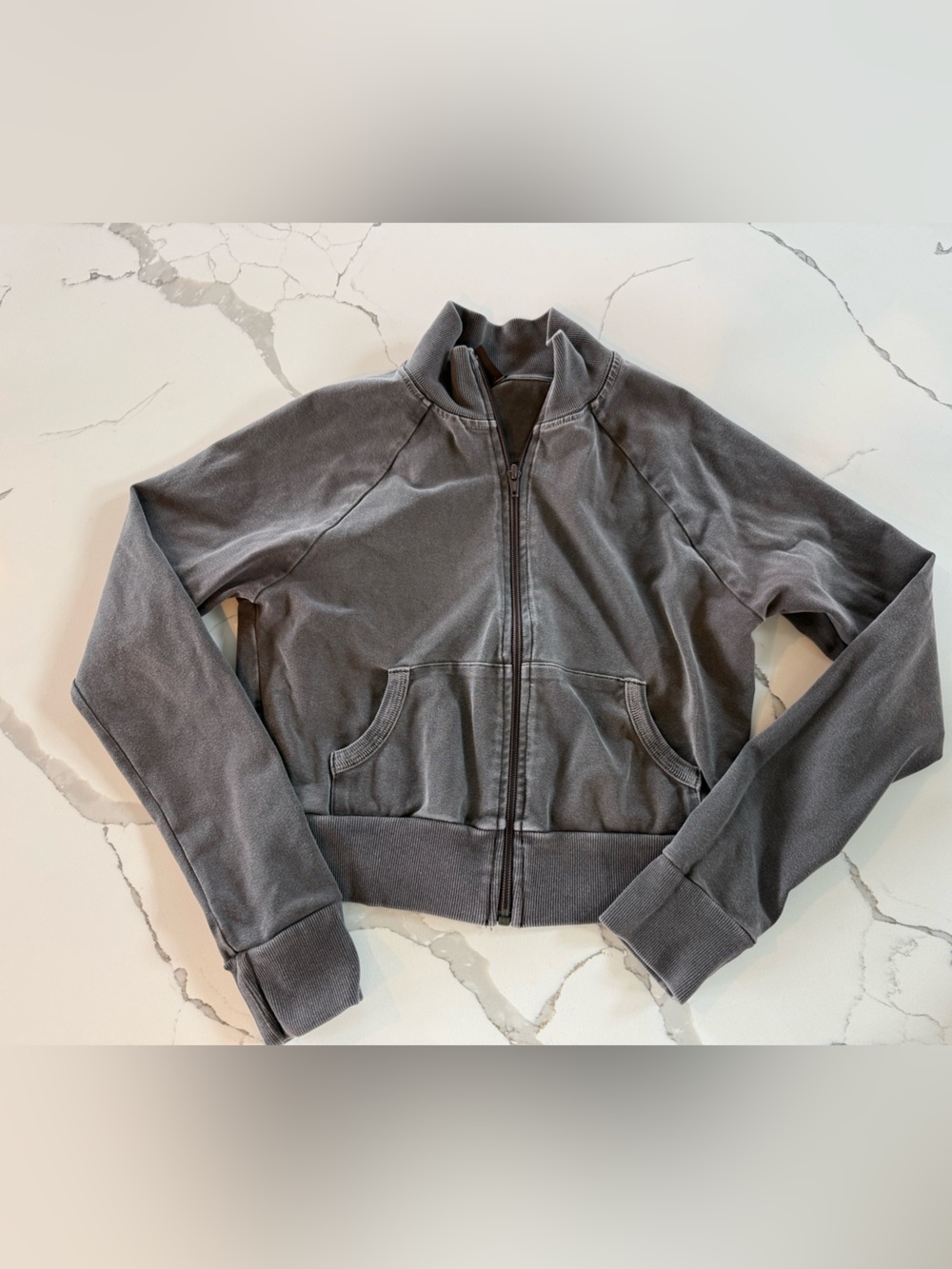 SKIMS Gray Zip-Up Track Jacket Medium